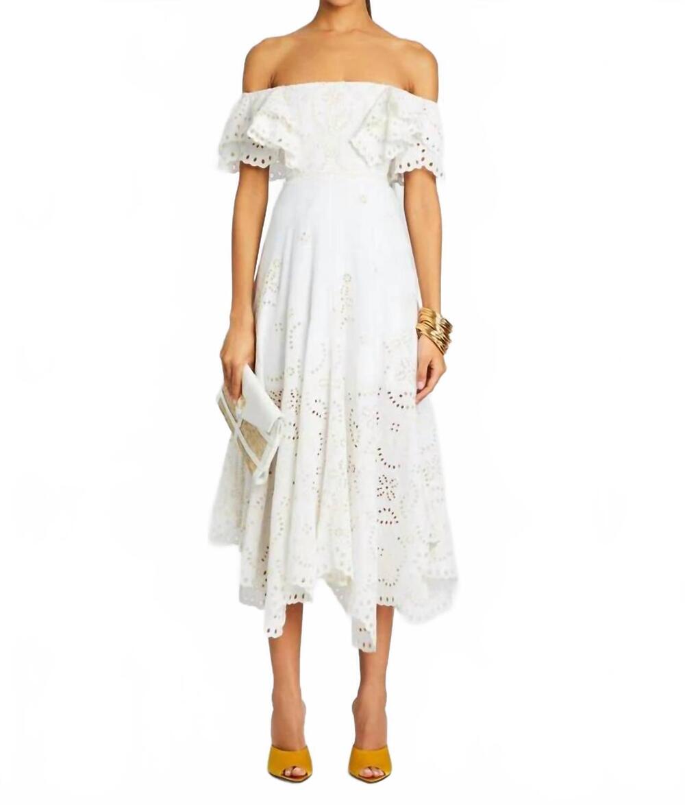 NEW CHARO RUIZ sheen long dress in white